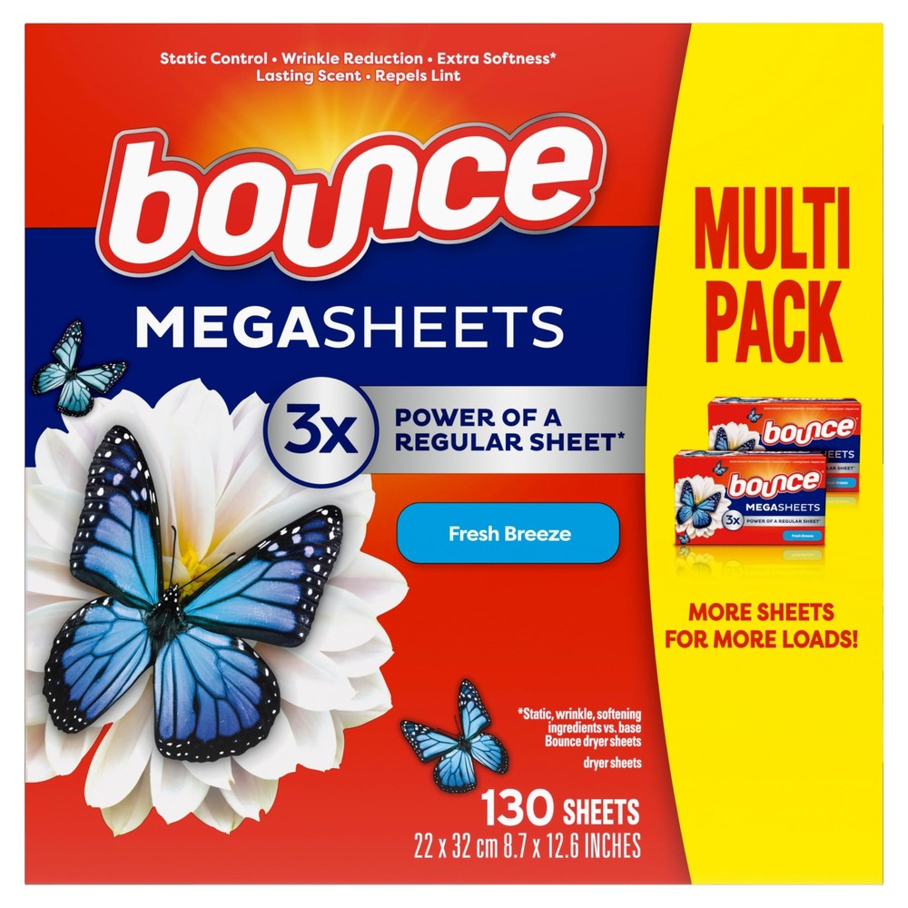 Mega Dryer Sheets Fresh Breeze 130 Count Packaging May Vary