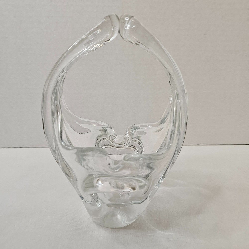 Clear Crystal Basket Split Handled Glass Vase Candy Holder