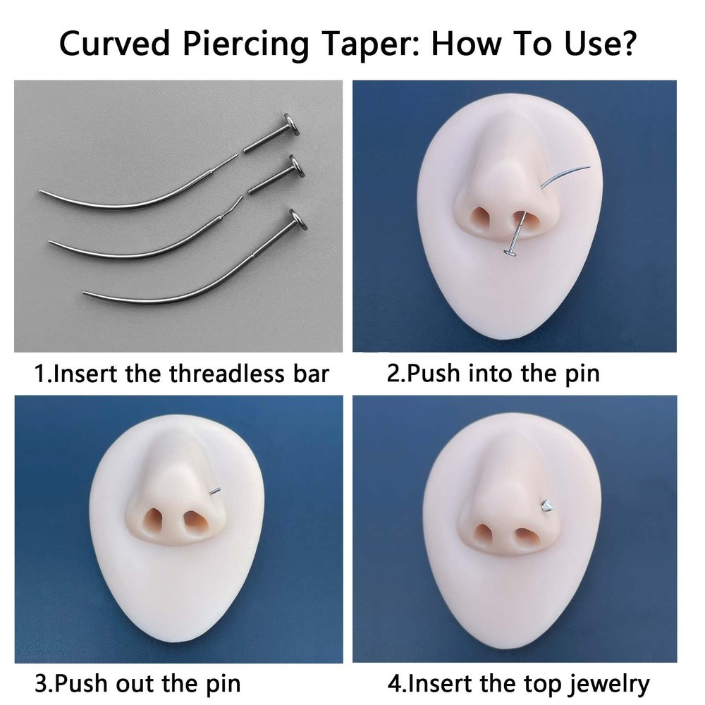 Titanium Threadless Piercing Tool for Nose, Lip, Ear, Tragus, Helix - 2Pcs