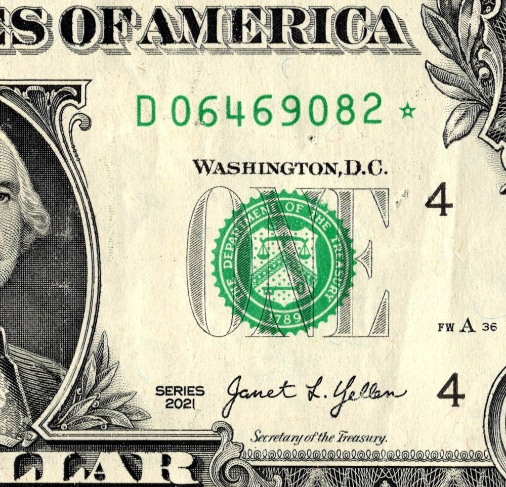 2021 D Star note One Dollar Bill Regular Run 3.2 pack note