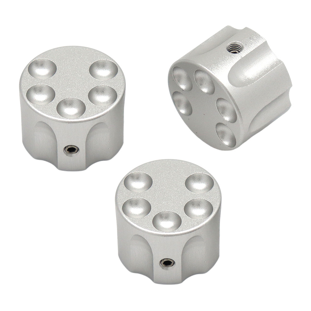 3Pcs Bullet Wheel Shape Aluminum Guitar Knobs Electronic Control Pot Cap Silver