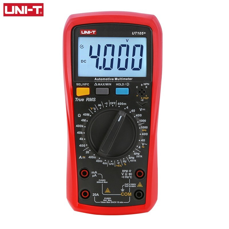 Automotive Digital Multimeter UNI-T UT105+ TRMS LPF Dwell Angle RPM Temp Tester