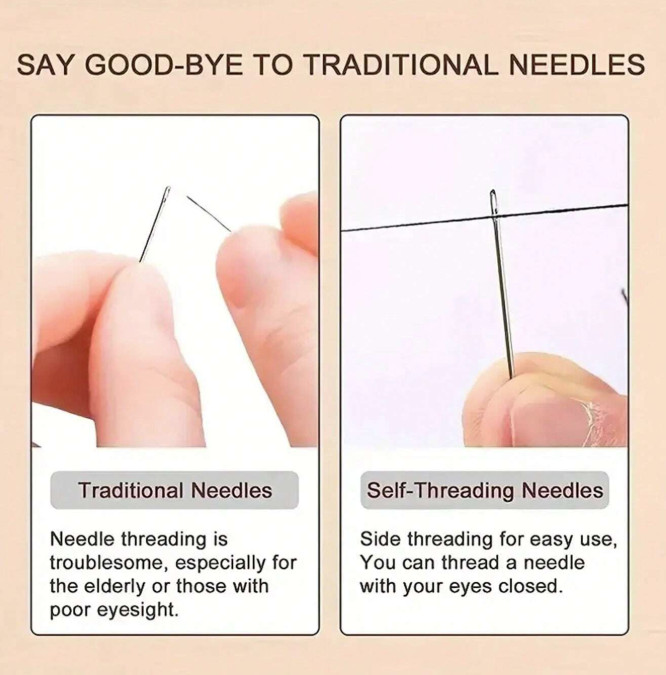 12pcs Hand Sewing Needles Set w/ Threader & Storage Box - NEW