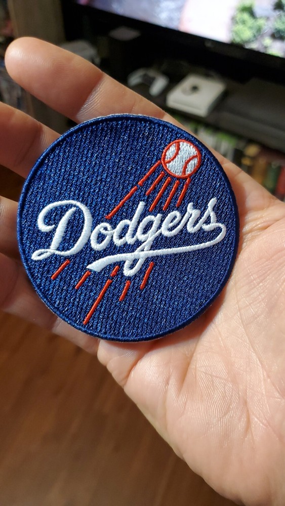 LA Dodgers Round Style Patch. Embroidered. Iron On Backing. 3"x3"