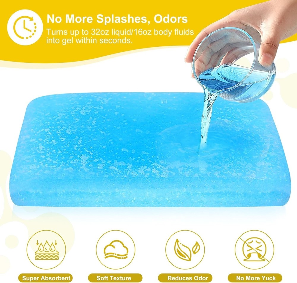 50 Pack Bedside Commode Liners with 50 Pack Super Absorbent Pad