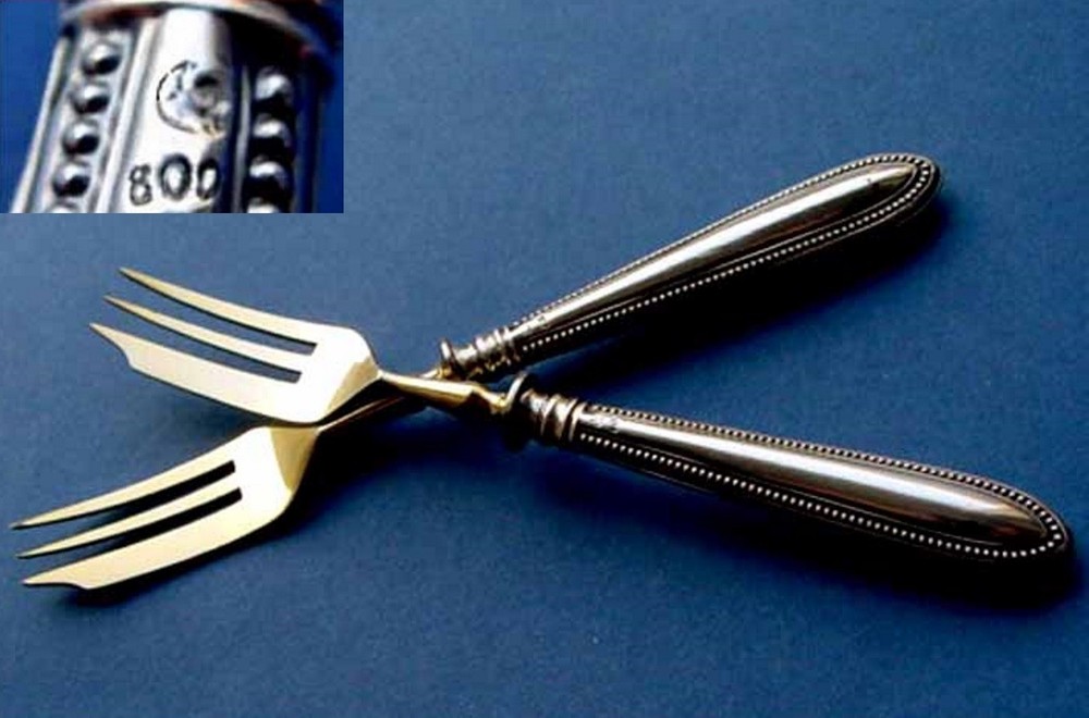 1. By 2. Fork/Kitchen Fork , 800er Silver, XIX C.C204