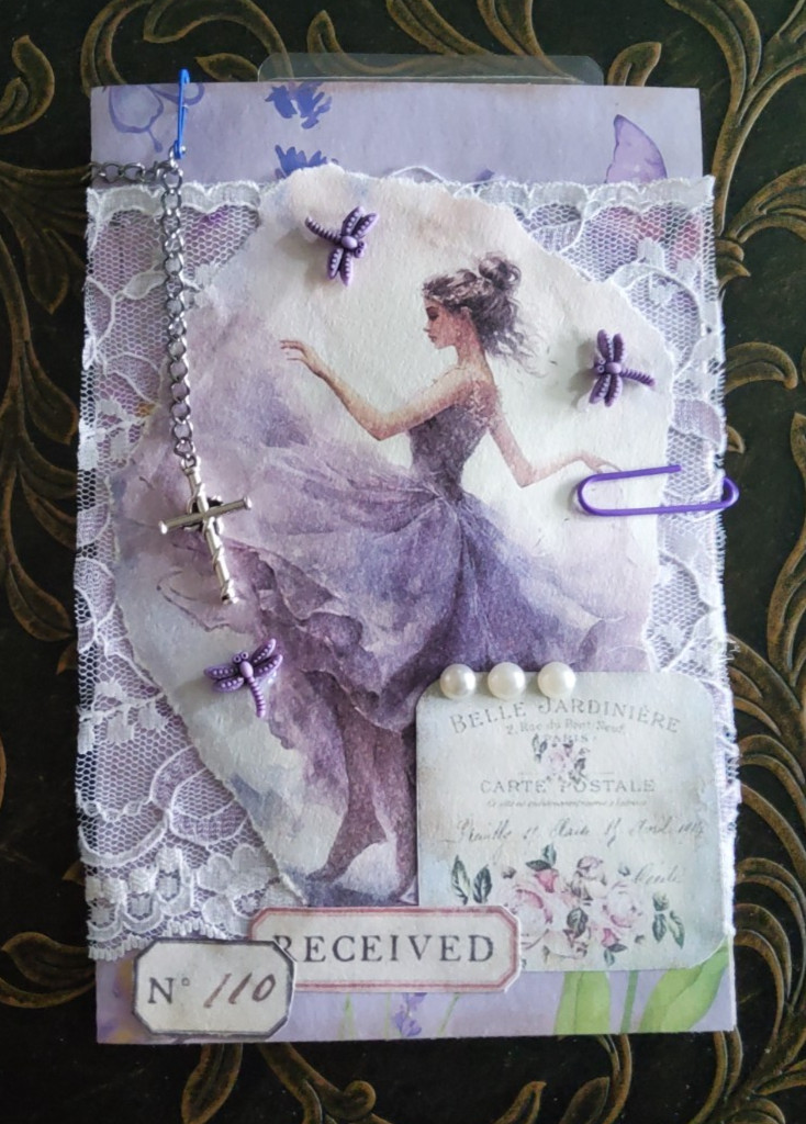 NEW Junk Journal Handmade Booklet Folio Vintage "Lavender" w/ Pockets Ephemera