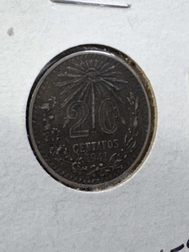 1941 Mexico 20 Centavos Silver Coin