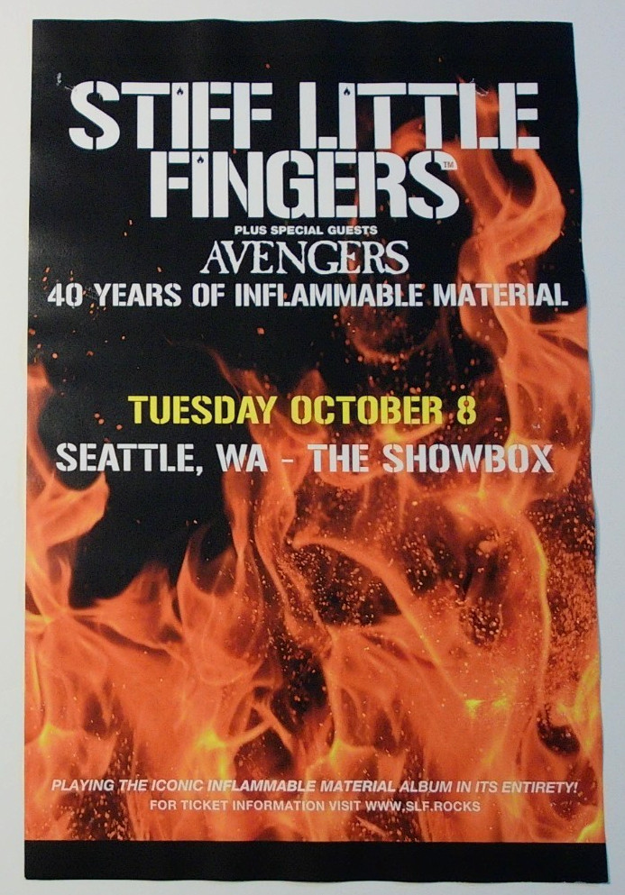 Stiff Little Fingers Poster 2019 Original Concert Show Flyer w/ Avengers
