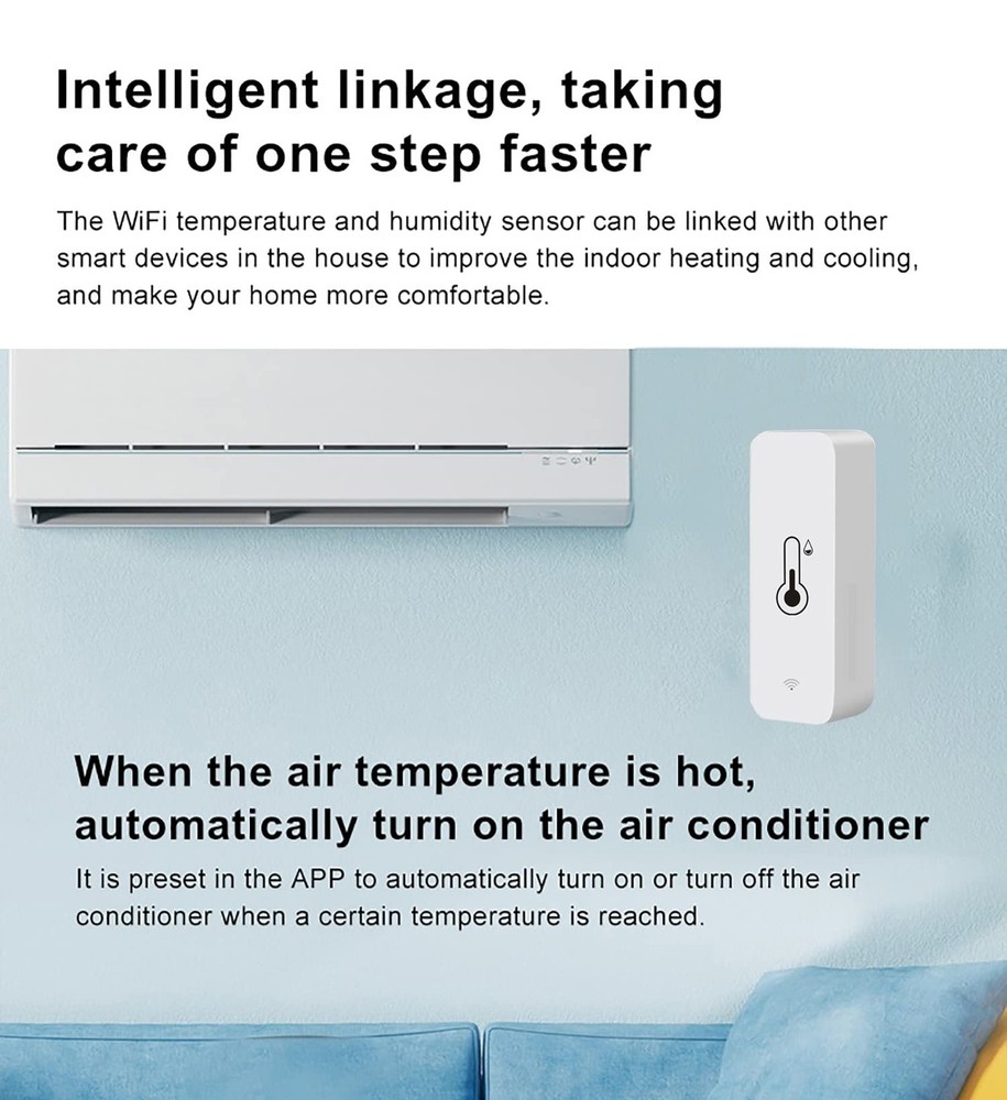 3-Pack WiFi Temperature Humidity Sensor: Indoor Thermometer Hygrometer White