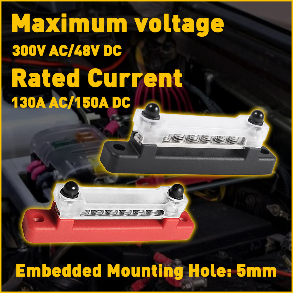 2PCS 150A 12V DC 6 TERMINAL WAY BUS BAR DISTRIBUTION BLOCK FOR CAR MARINE BOAT