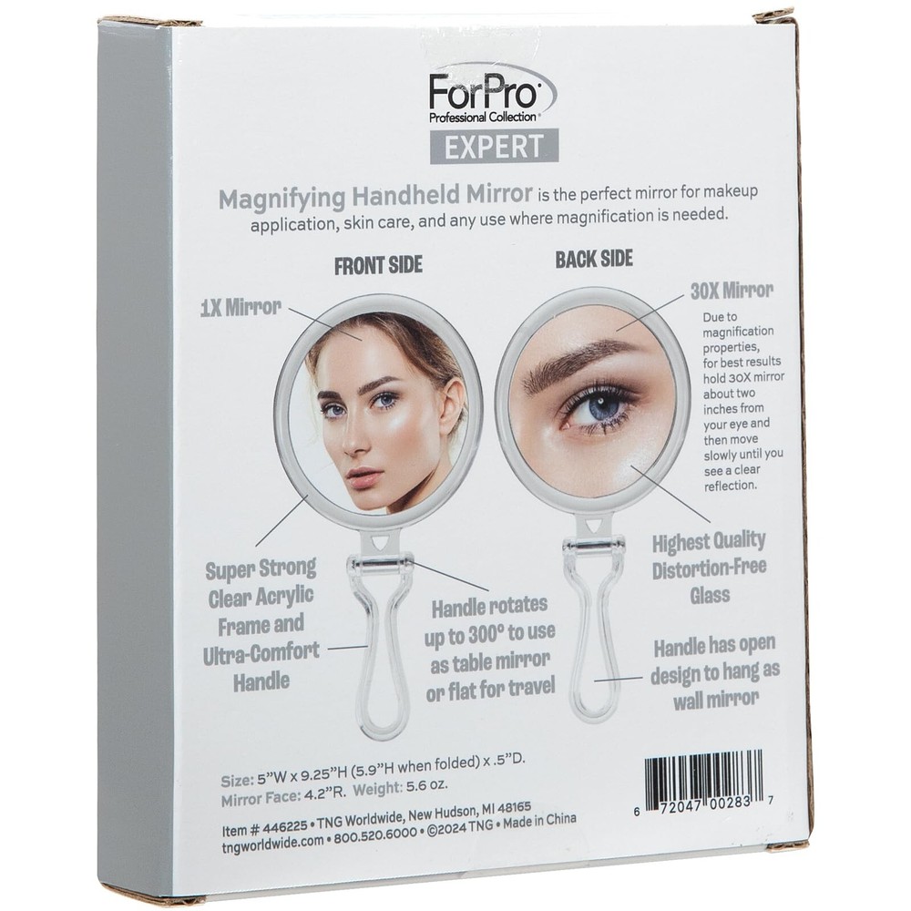 ForPro Professional Collection Expert 30X Magnifying Handheld Mirror, Double-...
