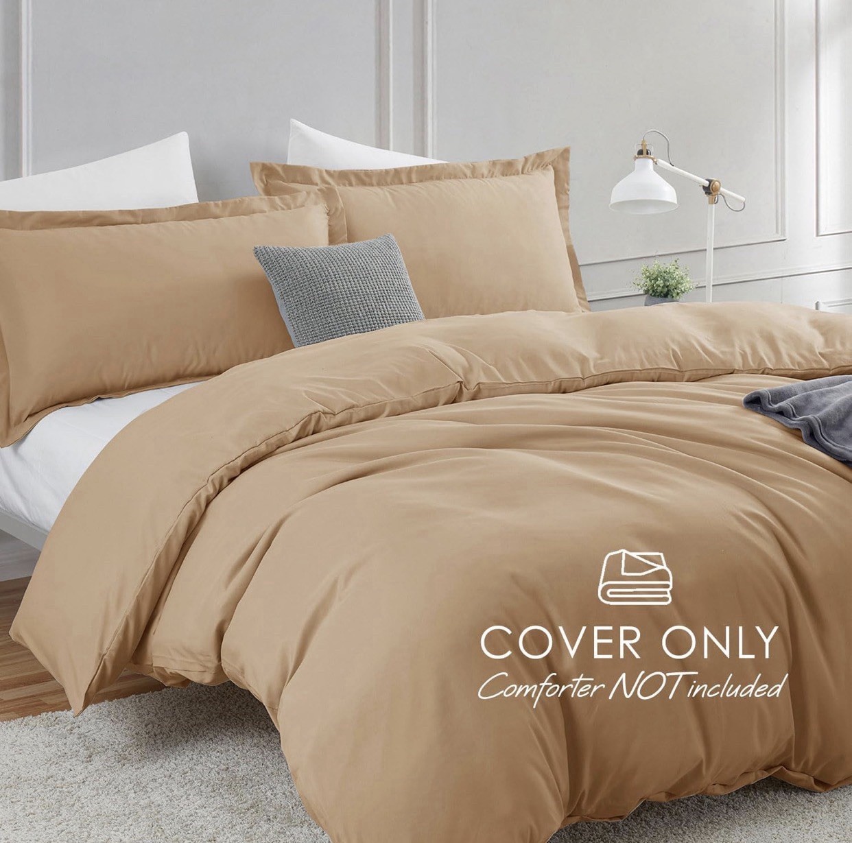 Mocha Brown Duvet Cover | Queen Size - 90” x 90” | 3 Piece Bedding Set