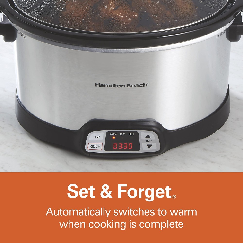 Hamilton Beach 8 Quart Programmable Slow Cooker with Three Temperature Setti...