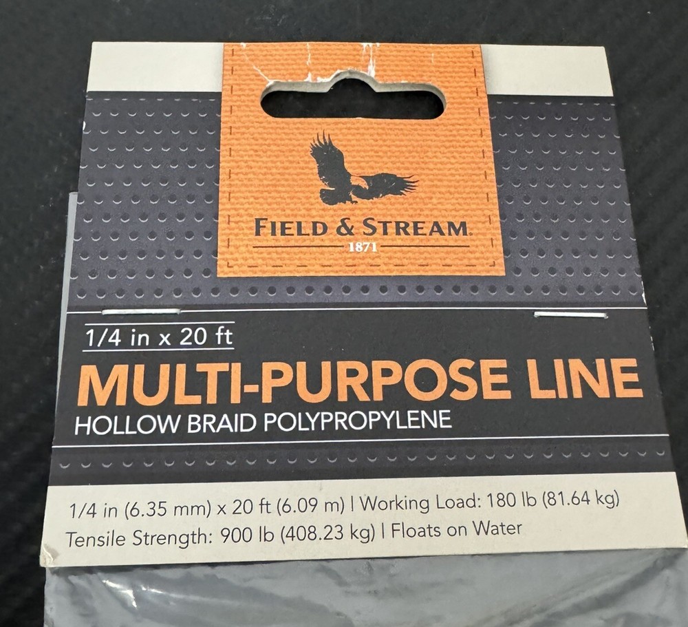 Field & Stream 1/4"x20’ Floating Hollow Braid Rope Multi-Purpose Line
