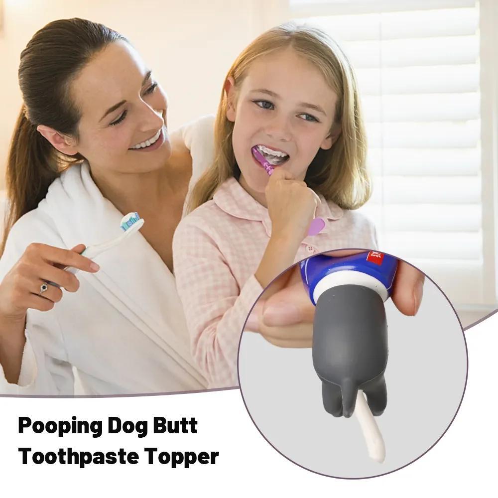 3x Pooping Dog Butt Toothpaste Toppers Toothpaste Squeezer Toothpaste Cover Caps