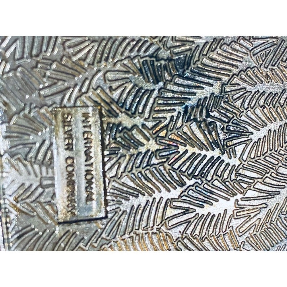 International Silver Christmas Tree Candy Dish Decor Embossed