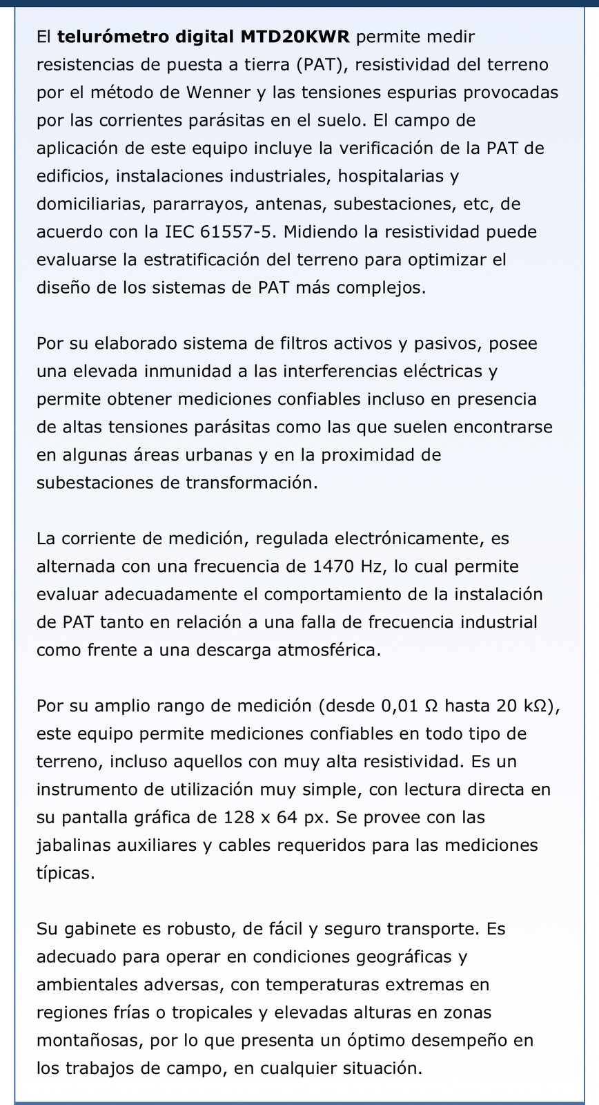 Tentech Megabras MTD20KWR Digital Earth Tester telurometer Reliable Measurement