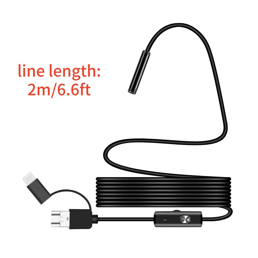 Endoscope 2M 6 LED Borescope Camera for Android USB Type-C 7mm HD Inspection