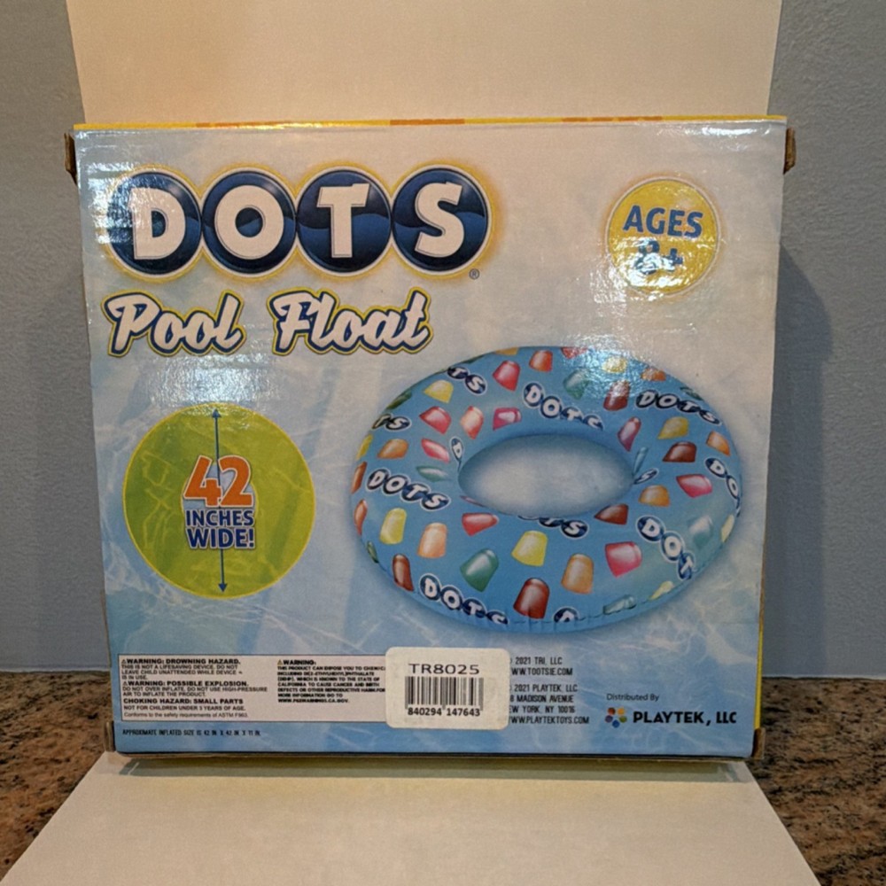 DOTS Pool Float Ring 42” Candy Inflatable Tube New Sealed w/ Patch