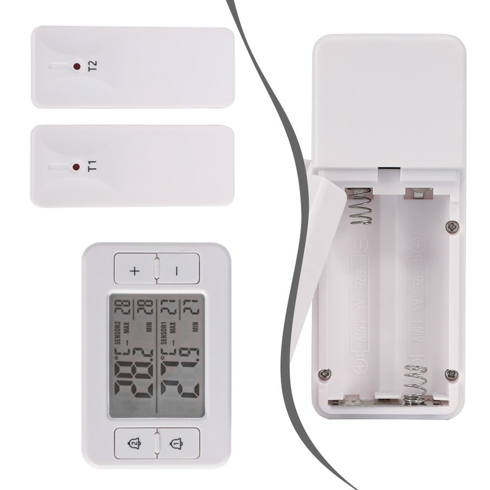 Wireless Thermometer System Featuring Two Remote Sensors for Temperature Alerts