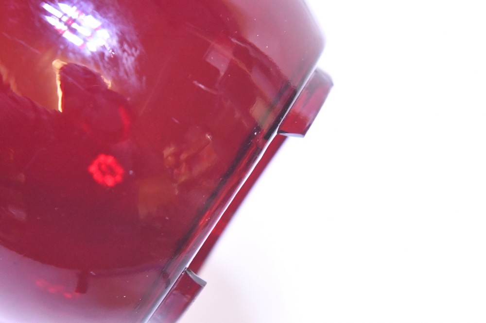 VINTAGE RUBY RED REPLACEMENT LANTERN GLOBE LENS UNMARKED SOME DAMAGE