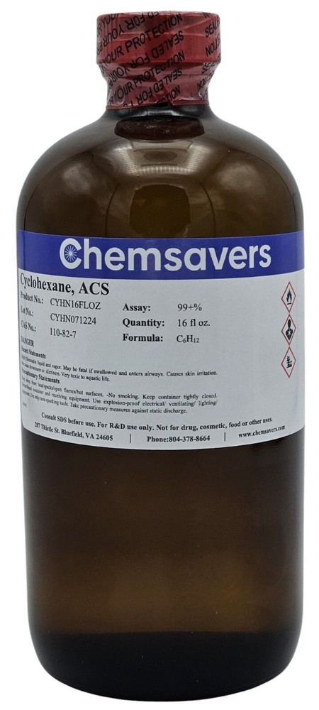 Cyclohexane, ACS, 99+%, 16 fl oz.