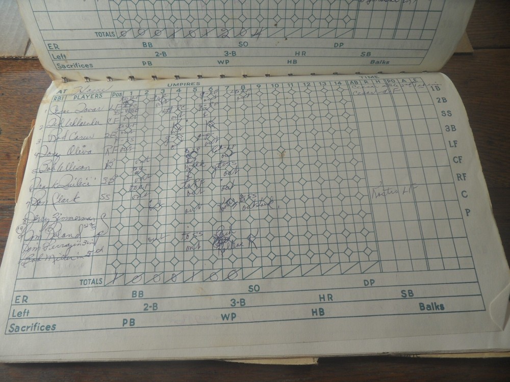 9A-8 1968 Minnesota Twins 3rd base coach scorebook