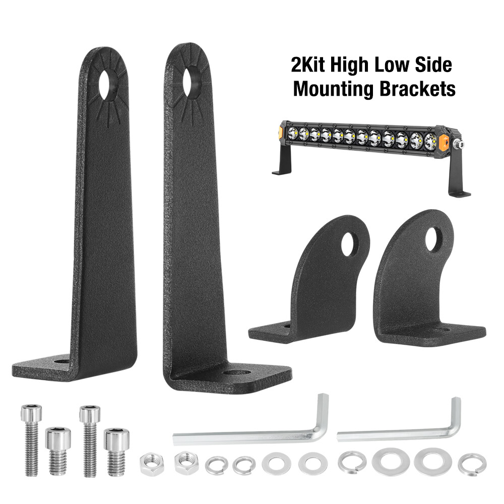2PCS Universal Side-Mounted Bracket Adjustable For Straight Curved Led Light Bar