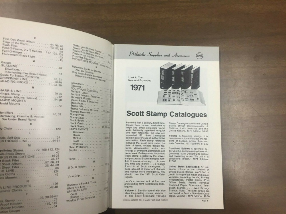 Meghrig 1971 Annual Vintage Philatelic & Numismatic Accessories Catalog