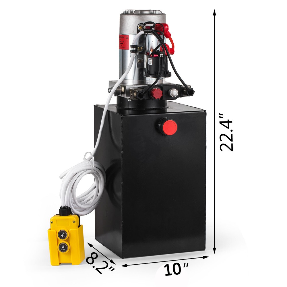 15qt Double Acting Hydraulic Pump Dump Trailer 12V DC Unit Pack Power Unit