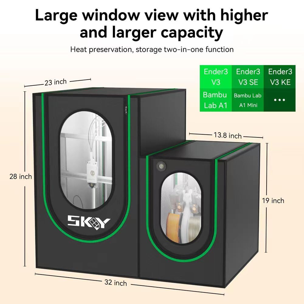 3D Printer Enclosure for Bambu Lab A1,Thermo-Hygrometer, LED Light,