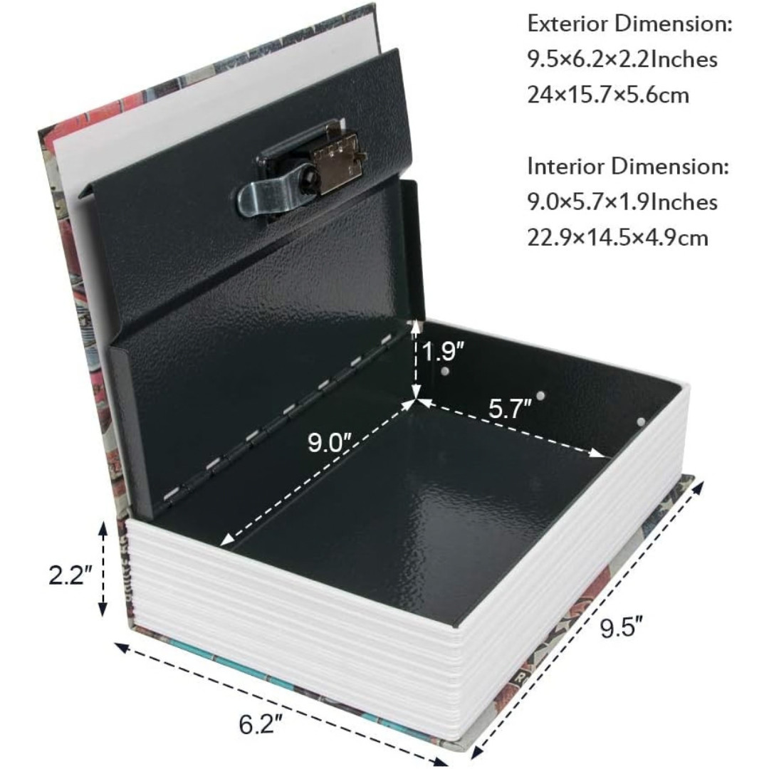 Safe Lock Box Book Metal Fire Proof Secret Money Hidden Gun Cash Combination New