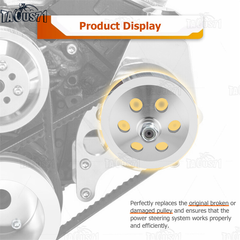 Billet 1V Power Steering Pump Pulley Key Way for SBC BBC Chevy Short Water Pump