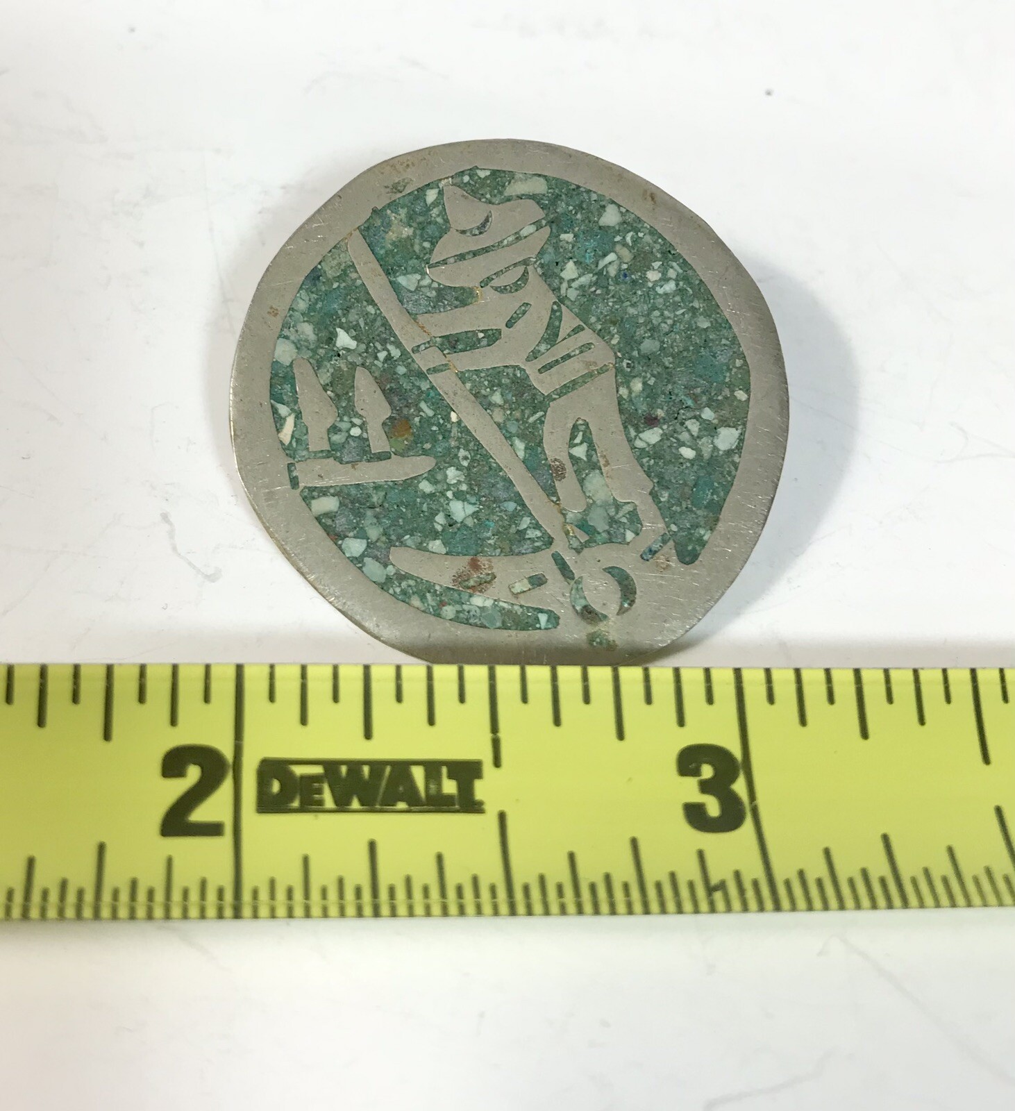 Sterling Silver Brooch Pin Pendant Crushed Stone Inlay 925 1.25 Inches 5.7g