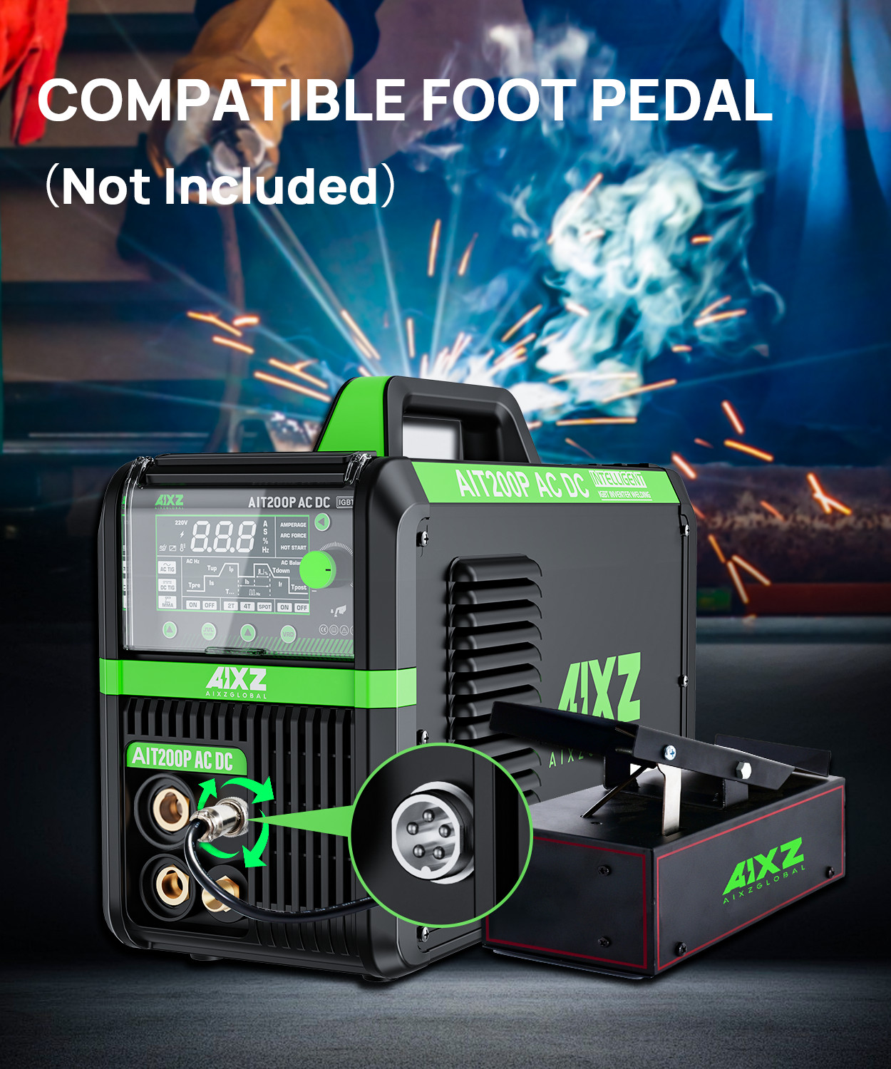 AIXZ 200A AC DC Alu TIG Welder with Foot Pedal,5in1 HF Pulse TIG Welding Machine