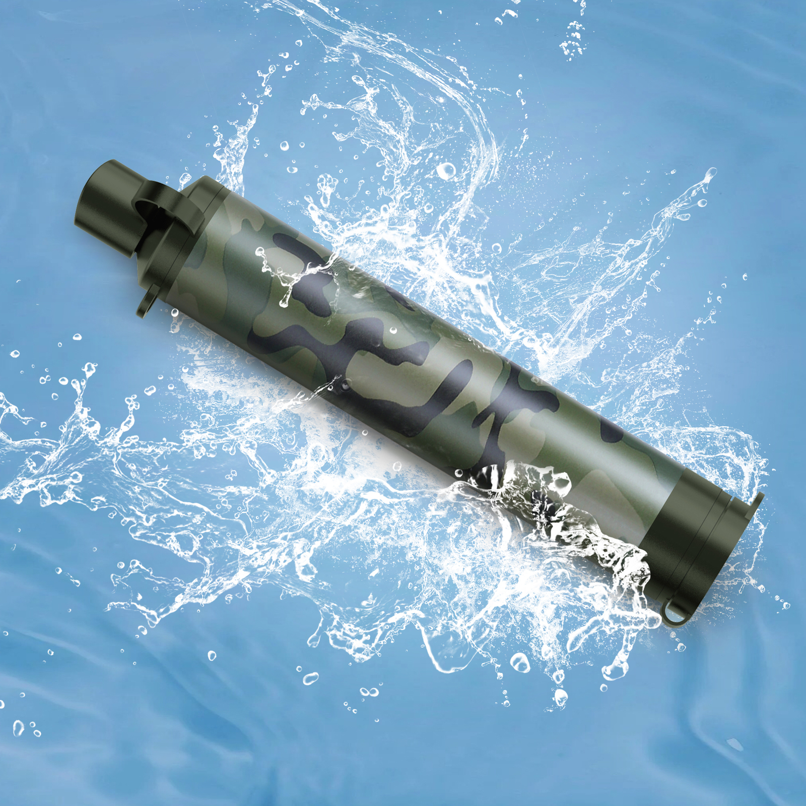 1-6,Camo Water Filter Straw Portable Personal Water Purification Filter Survival