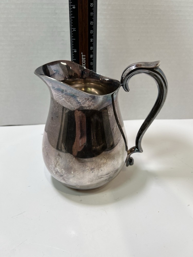 Reed & Barton 968 Silver Plate 6" Pitcher Creamer Vintage Patina Curved Handle