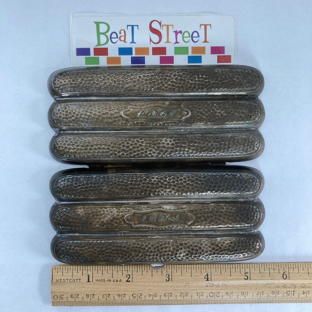 Antique Silver ? Patterned 3 Finger Cigar Case Engraved “J P Fleck”
