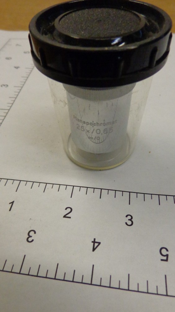 Zeiss Jena Planapochromat Microscope Objective 25x/0,65 ∞/0 Lens w container