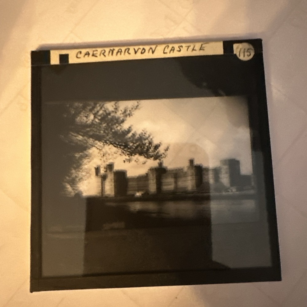 Antique Magic Lantern Slide caernarvon castle Caernarfon