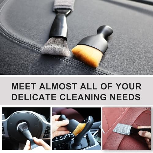 3 Pack Car Interior Detail Dust Brush, Microfiber Duster Brush, Feather