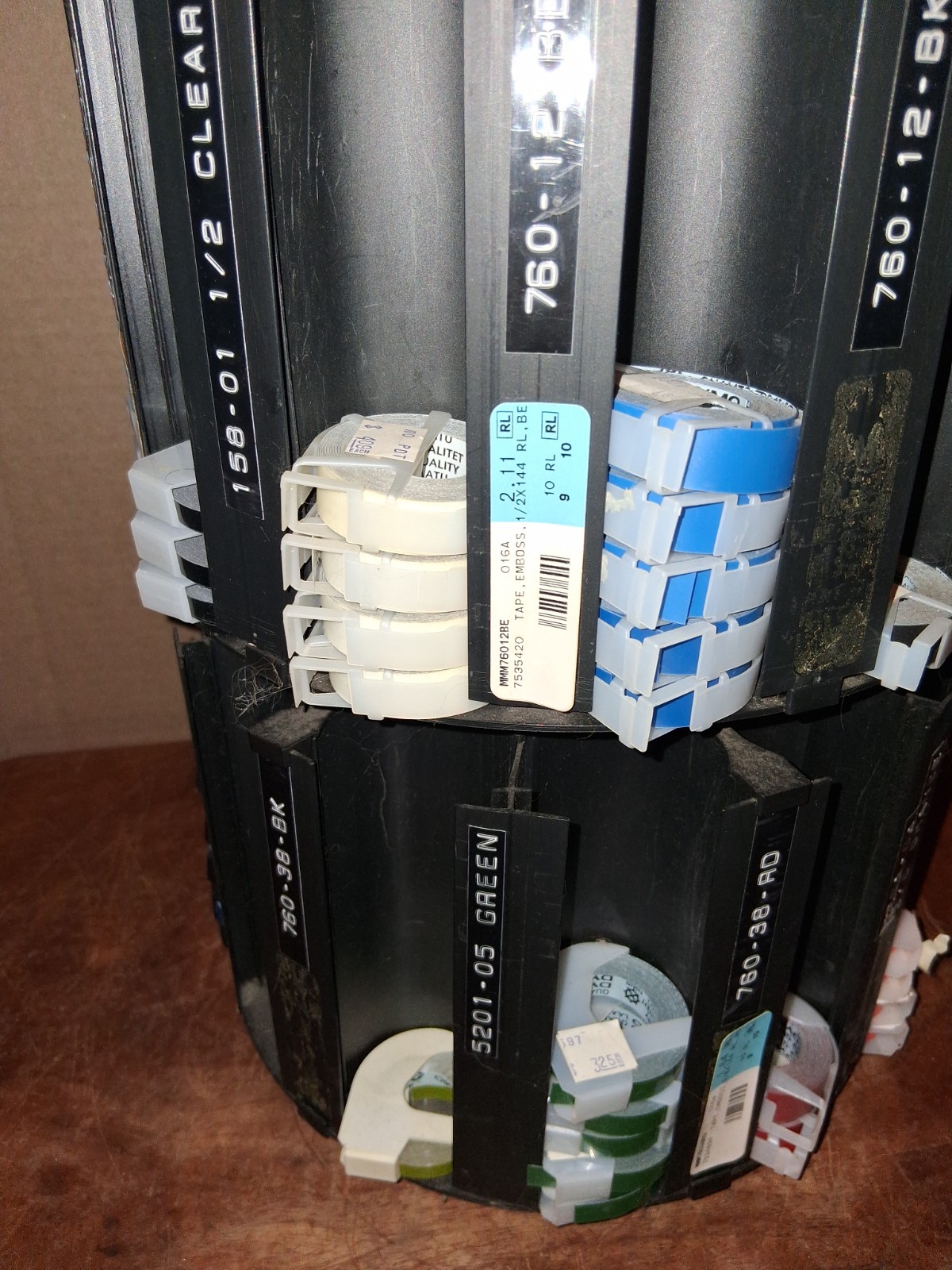 Vintage Lot of Scotch Dymo Label Maker Tape Rolls Store Display Dispenser Sign