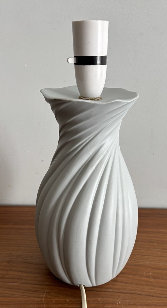 Vintage Table Lamp Twisted Ribbed Ceramic Blue/Gray 30cm
