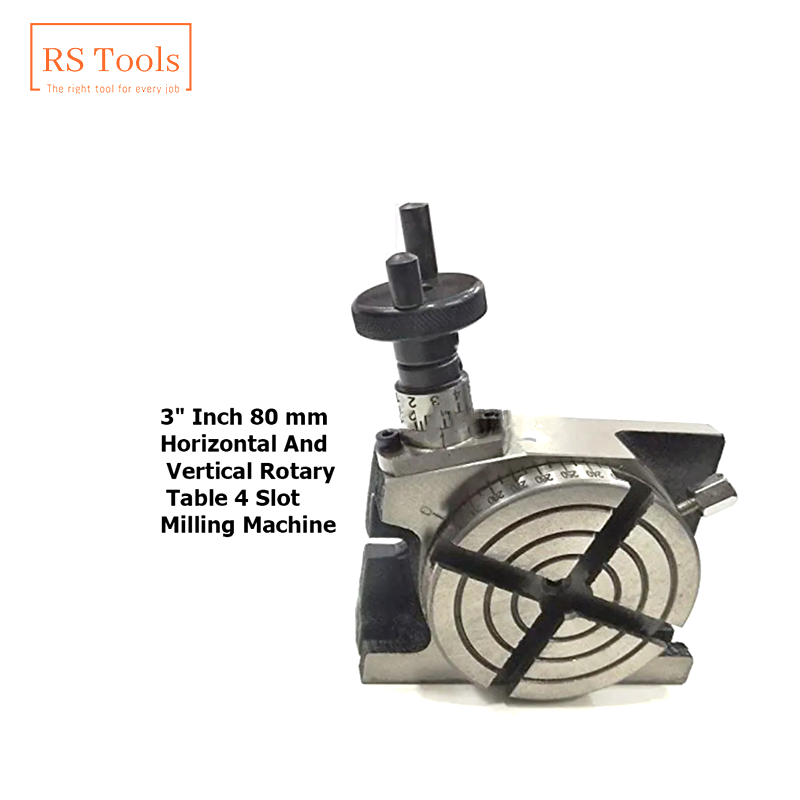 3” Inch 80mm Rotary Table Horizontal & Vertical Low Profile With Milling 4 Slot