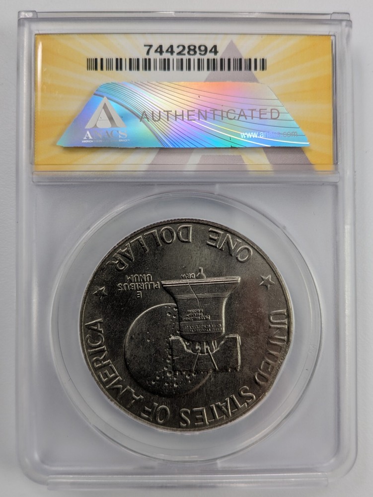 1976-D Eisenhower Ike Dollar ANACS MS-64 Type 2 Curved Clip Mint Error