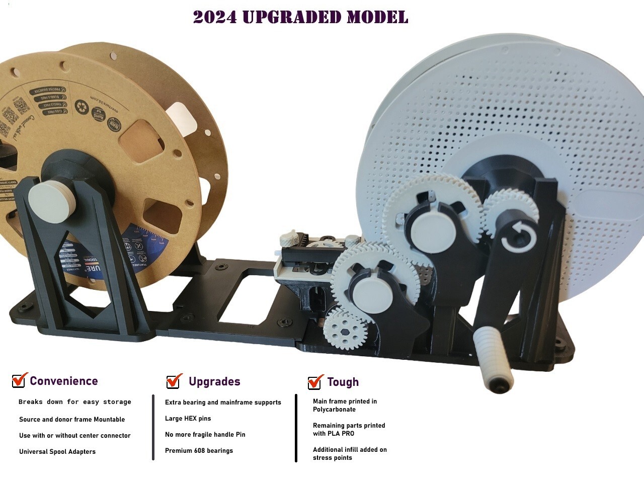 UPGRADED Universal 3D Filament Re-spooler/Transfer - Pre-assembled - Bambu Lab