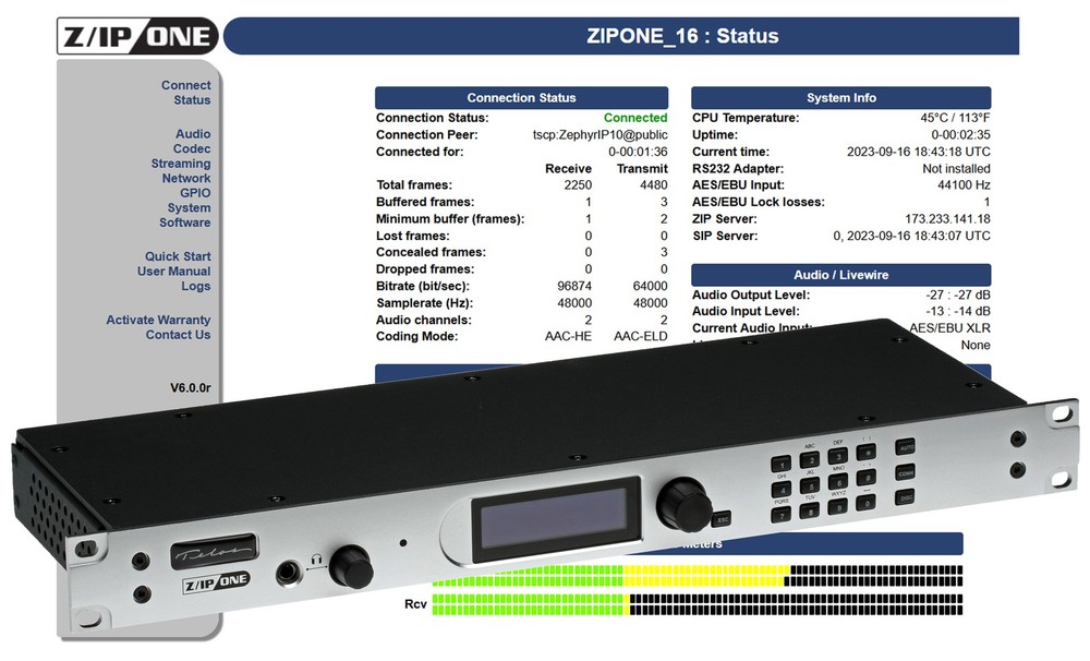 Telos Z/IP ONE w/ AES Remote Codec Audio Over IP Internet Transmission Endpoint