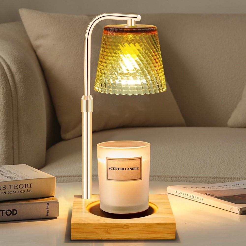 Candle Warmer Lamp with Timer, Height Adjustable Dimmable Wax Melts C-gold