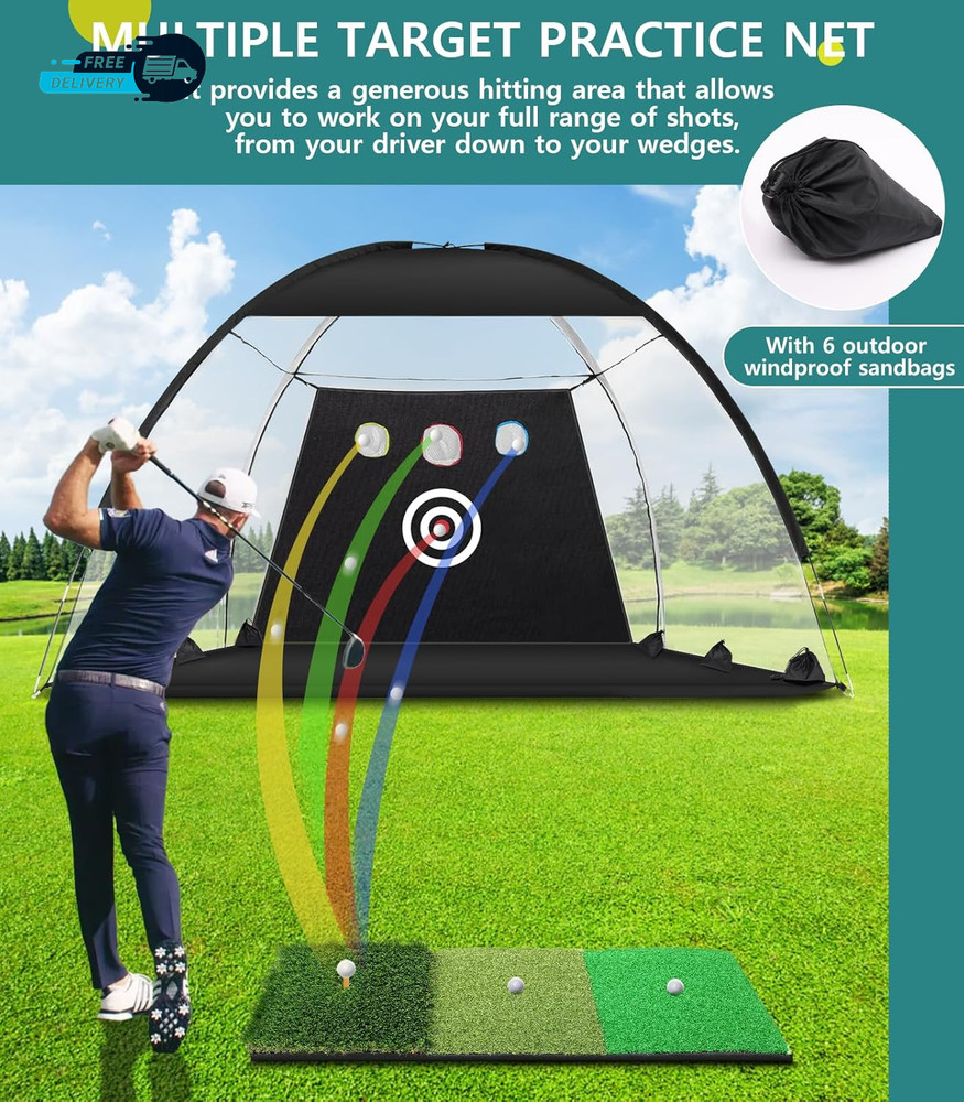 Golf Net: 10X7Ft Golf Practice Net for Backyard Driving Hitting Net
